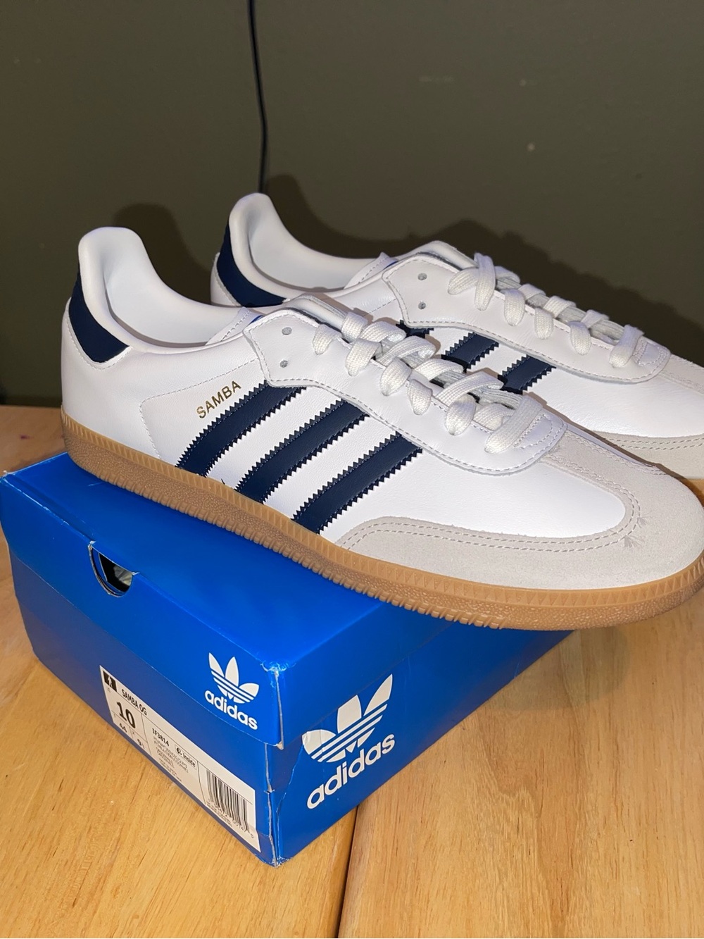 adidas Samba Leather Sneakers - White / Navy / Gum